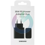 SAMSUNG CARICABATTERIA DUO USB-C - USB-A FAST CHARGE 35W EP-TA220NBEGEU NERO