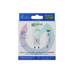 CARICATORE ALIMENTATORE PRIO FAST CHARGE DA VIAGGIO 25W 2.4A USB-A + TYPE-C BIANCO 