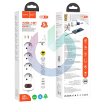MULTIPRESA HOCO 4 POSTI SCHUKO 2 USB-A 1USB-C CON INTERRUTTORE CAVO 1.8MT BIANCO NS1