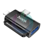 ADATTATORE HOCO OTG 2IN1 IPHONE/ TIPO-C A USB A UA31F NERO