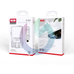 CARICATORE XO CARICABATTERIA FAST CHARGER 2.1A DOPPIA ENTRATA USB-A BIANCO + CAVO TYPE-C
