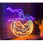 NEON LED HALLOWEEN ZUCCA CON CAPPELLO GIALLO E VIOLA FOREVER LIGHT