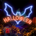 NEON LED HALLOWEEN PIPISTRELLO BLU E ROSSO FOREVER LIGHT 
