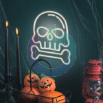 NEON LED HALLOWEEN TESCHIO CON OSSO WHITE FOREVER LIGHT