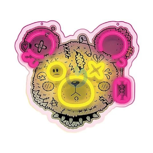 NEON LED PUNK TEDDY BEAR PINK - YELLOW FOREVER LIGHT