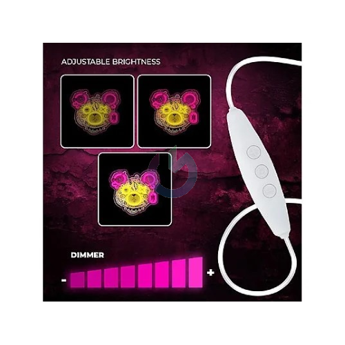 NEON LED PUNK TEDDY BEAR PINK - YELLOW FOREVER LIGHT