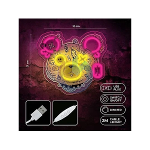 NEON LED PUNK TEDDY BEAR PINK - YELLOW FOREVER LIGHT