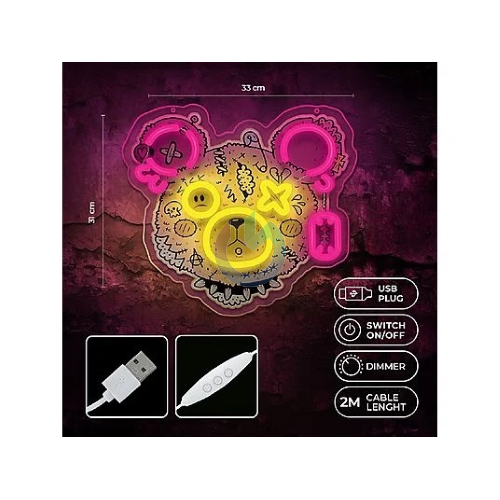 NEON LED PUNK TEDDY BEAR PINK - YELLOW FOREVER LIGHT