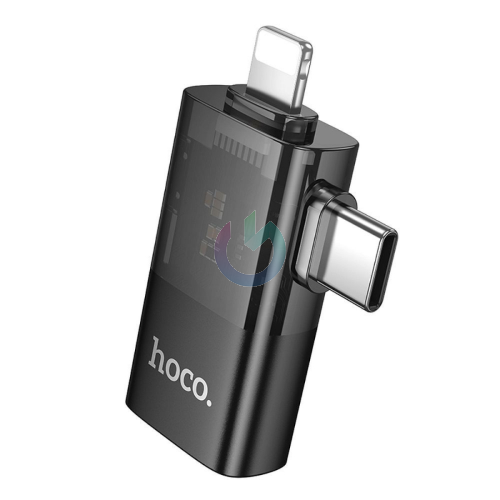 ADATTATORE HOCO OTG 2IN1 IPHONE / TIPO-C A USB A UA36E NERO
