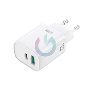 CARICATORE XO CARICABATTERIA FAST CHARGER 20W DOPPIA ENTRATA USB-A - TYPE-C BIANCO
