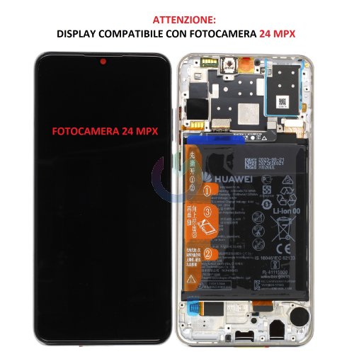 LCD DISPLAY HUAWEI SERVICE PACK P30 LITE GLOBAL EDITION PEARL WHITE BIANCO CON FRAME E BATTERIA 02352PJN