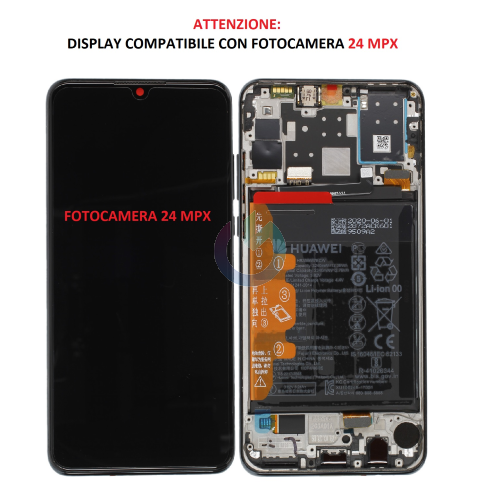 LCD DISPLAY HUAWEI SERVICE PACK P30 LITE GLOBAL EDITION MIDNIGHT NERO BLACK CON FRAME E BATTERIA 02352PJM