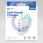 CARICATORE ALIMENTATORE PRIO FAST CHARGE 100W 4 INGRESSI (3 TYPE-C + 1 USB-A) BIANCO 