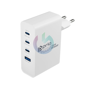 CARICATORE ALIMENTATORE PRIO FAST CHARGE 100W 4 INGRESSI (3 TYPE-C + 1 USB-A) BIANCO 
