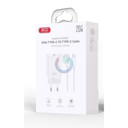 CARICATORE XO CARICABATTERIA FAST CHARGER 20W TYPE-C BIANCO + CAVO TYPE-C