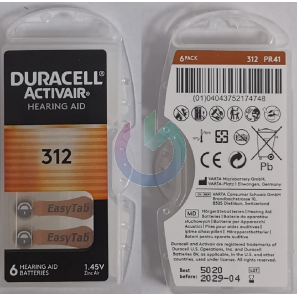 DURACELL BATTERIA ACUSTICA 312 AIR 1.4V - BLISTER DA 6 PZ. BATTERIE
