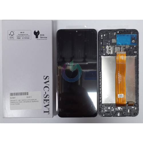 SM-M127 - M12 NERO LCD DISPLAY SAMSUNG PARI ORIGINALE SERVICE CON FRAME 