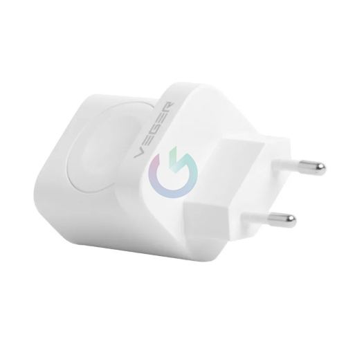 VEGER - CARICATORE ALIMENTATORE 25W DOPPIA ENTRATA USB - TYPE C + RICARICA WIRELESS PER APPLE WATCH 