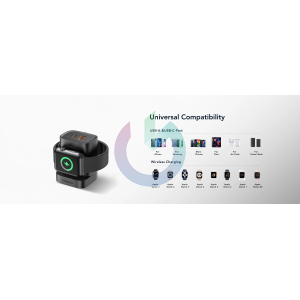 VEGER - CARICATORE ALIMENTATORE 25W DOPPIA ENTRATA USB - TYPE C + RICARICA WIRELESS PER APPLE WATCH 