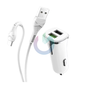 CARICATORE ALIMENTATORE HOCO Z31 DA AUTO R QC3.0 2XUSB 2.1A CON CAVO TYPE-C BIANCO
