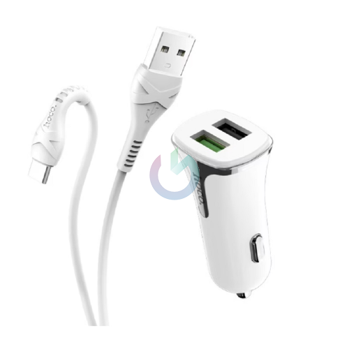 CARICATORE ALIMENTATORE HOCO Z31 DA AUTO R QC3.0 2XUSB 2.1A CON CAVO TYPE-C BIANCO