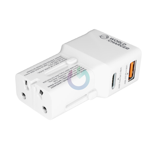 CARICATORE ALIMENTATORE PRIO FAST CHARGE 25W DA VIAGGIO (USB-A + TYPE-C) BIANCO 