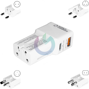 CARICATORE ALIMENTATORE PRIO FAST CHARGE 25W DA VIAGGIO (USB-A + TYPE-C) BIANCO 