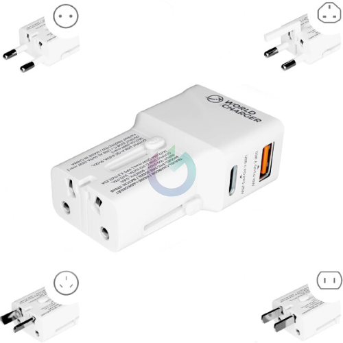 CARICATORE ALIMENTATORE PRIO FAST CHARGE 25W DA VIAGGIO (USB-A + TYPE-C) BIANCO 