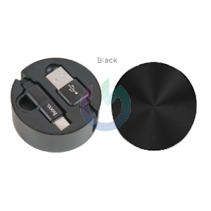 CAVO HOCO RETRATTILE 0,92 MT. USB-A / MICRO USB + ADATTATORE TYPE-C NERO U23