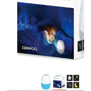 LAMPADA OMEGA  DA COMODINO CON PROIETTORE DI IMMAGINI NATALIZIE PER BAMBINI