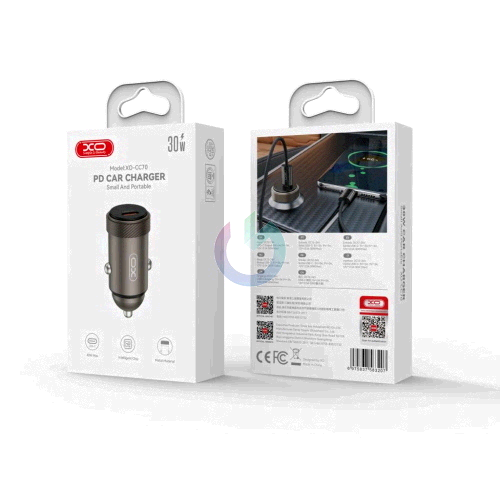 CARICATORE ALIMENTATORE XO FAST CHARGE DA AUTO TYPE-C 30W SILVER 