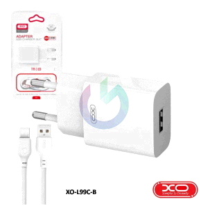 CARICATORE ALIMENTATORE XO 12W USB-A + CAVO TYPE-C BIANCO 