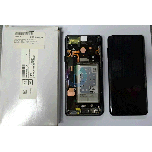 DISPLAY LCD ORIGINALE SAMSUNG SERVICE NERO + BATTERIA SM-G965 - S9 PLUS + FRAME
