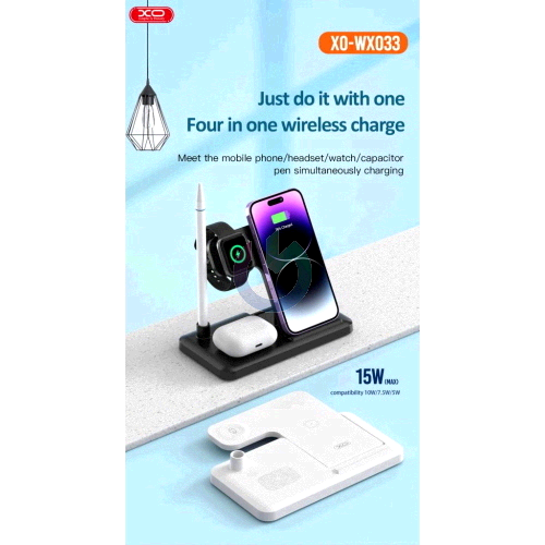 STAZIONE DI RICARICA XO 4IN1 MAGNETICA WIRELESS 15W BIANCO WX033