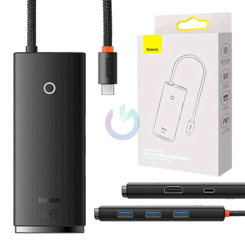 HUB 5 IN 1 BASEUS DA TYPE-C A 3XUSB3.0, USB-C (PD) 100W, HDMI NERO