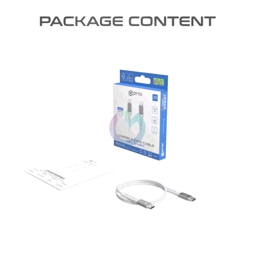 CAVO PRIO FAST CHARGE CERTIFICATO TYPE-C BIANCO 1.2 MT