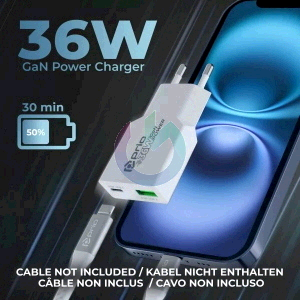 CARICATORE ALIMENTATORE PRIO FAST CHARGE 36W ENTRATA DOPPIA (USB A - TYPE-C ) BIANCO 