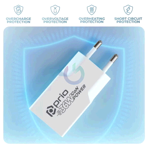 CARICATORE ALIMENTATORE PRIO FAST CHARGE 36W ENTRATA DOPPIA (USB A - TYPE-C ) BIANCO 