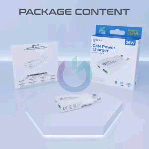 CARICATORE ALIMENTATORE PRIO FAST CHARGE 36W ENTRATA DOPPIA (USB A - TYPE-C ) BIANCO 