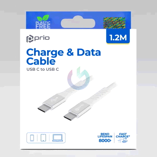 CAVO PRIO FAST CHARGE CERTIFICATO TYPE-C BIANCO 1.2 MT