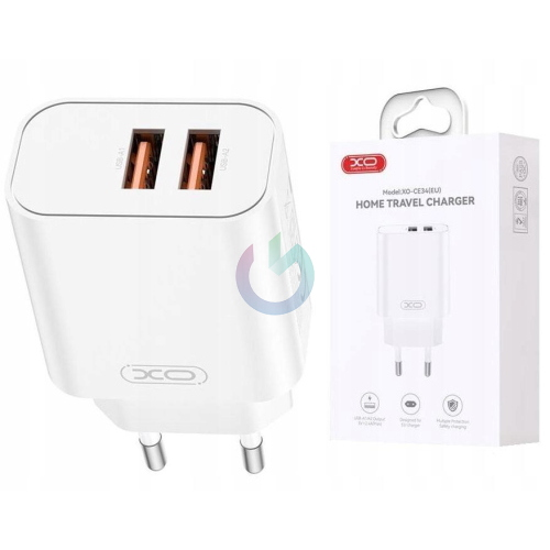 CARICATORE ALIMENTATORE XO FAST CHARGE 2.4A ENTRATA DOPPIA USB-A BIANCO